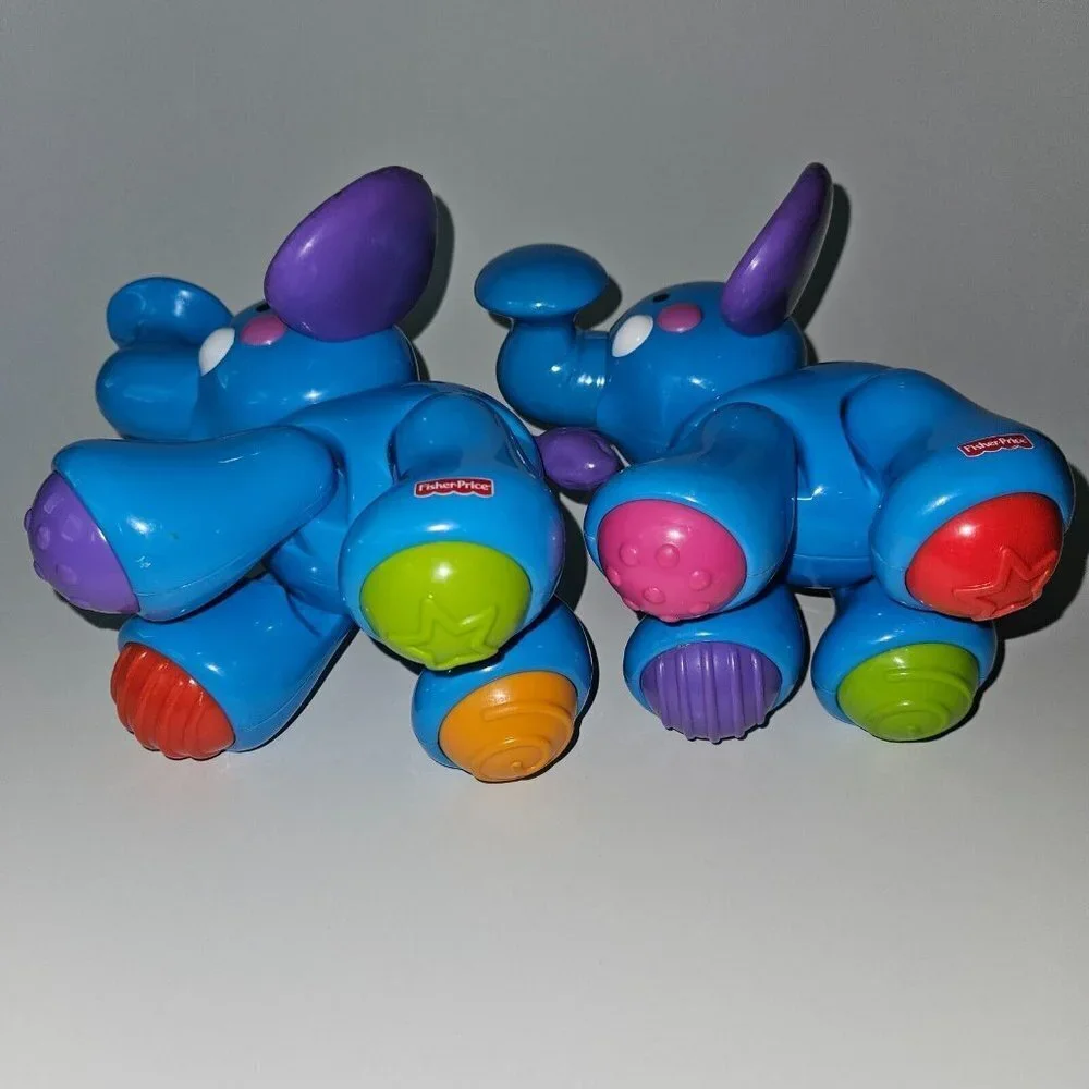 2 Fisher Price Blue Elephant Lot Amazing Animals Train Accessories Click Clack